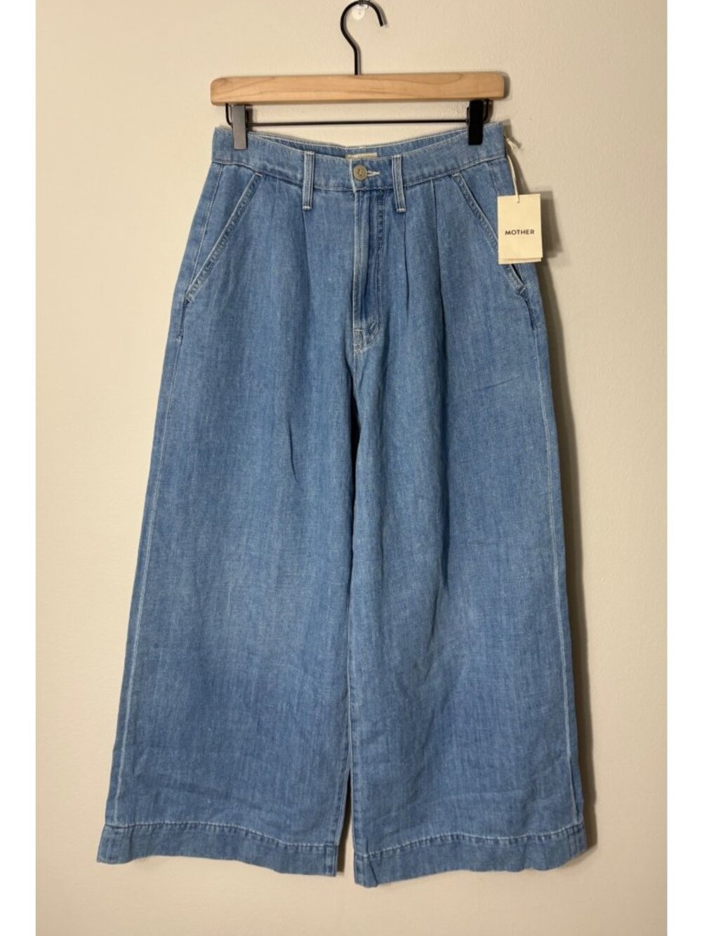 NEW Mother Super Wide-Leg High-Waisted Pouty Prep Ankle Salt & Lime Jeans 27
